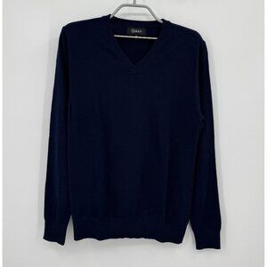 Quince Australian Merino Wool V-Neck Sweater size S Small Men's in Navy Blue